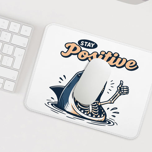 FGFK 9.5x7.9 Inch Funny Shark Skeleton Mouse Pad, Stay Positive Inspirational Mouse Pads for Work Wireless Mouse