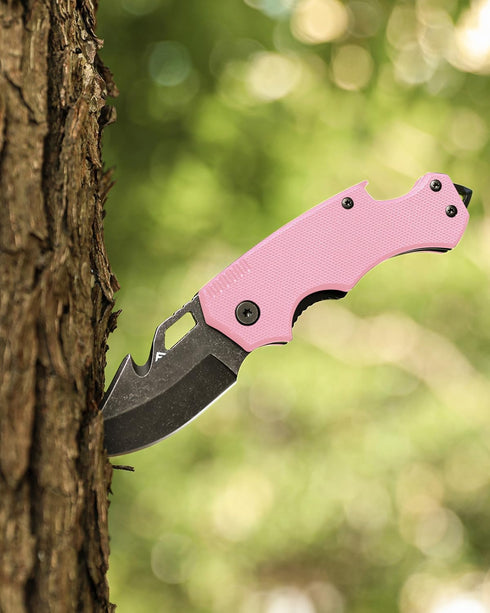 FLISSA Mini Folding Pocket Knife, 2.5-Inch Stainless Steel Drop Point Blade, EDC for Women with Bottle Opener