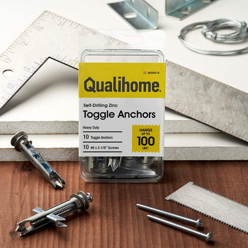 Heavy Duty Drywall Anchors and Screws Kit - Durable Zinc Self-Drilling Toggle Anchors for Hanging