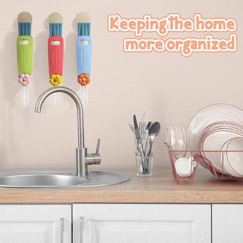 3 Pcs Water Bottle Brush Cleaner, Multi-functional Lid Cleaning Brushes for Narrow Bottles