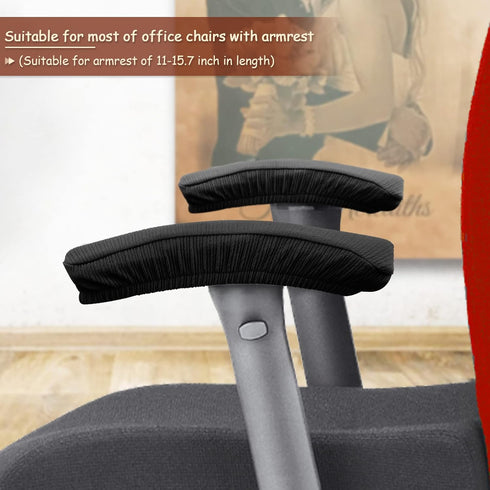 Trycooling 2 Pcs Polyester Removable Machine Washable Office Chair Armrest Slipcovers (Black)
