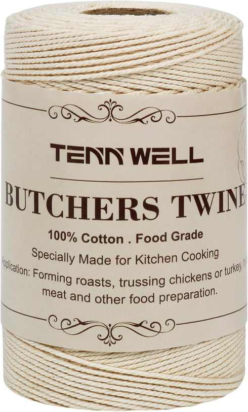 Tenn Well Cooking Twine, 3Ply 656Feet Food Safe Cotton Butchers Twine for Roasting, Tying Meat