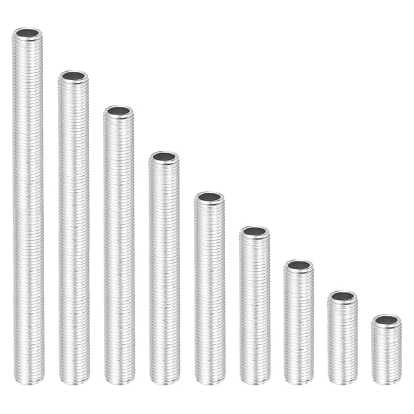 MECCANIXITY 18Pcs 9 Size Lamp Pipe Nipples Kit with Hex Nuts Washers, 1/4IP