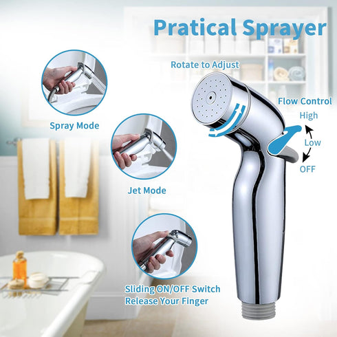 Awelife 2 47 Inch Sprays Handheld Bidet Sprayer for Toilet with Hose, Muslim Shower Toilet Sprayer Kit for Personal
