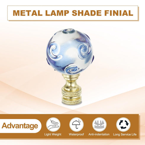 PATIKIL 1/4-27 2Pcs Lamp Finial Cap for Lampshade Harp Top, Cap Nut Screw Cap Knob Clear Spiral Ball Shaped Glass Lamp