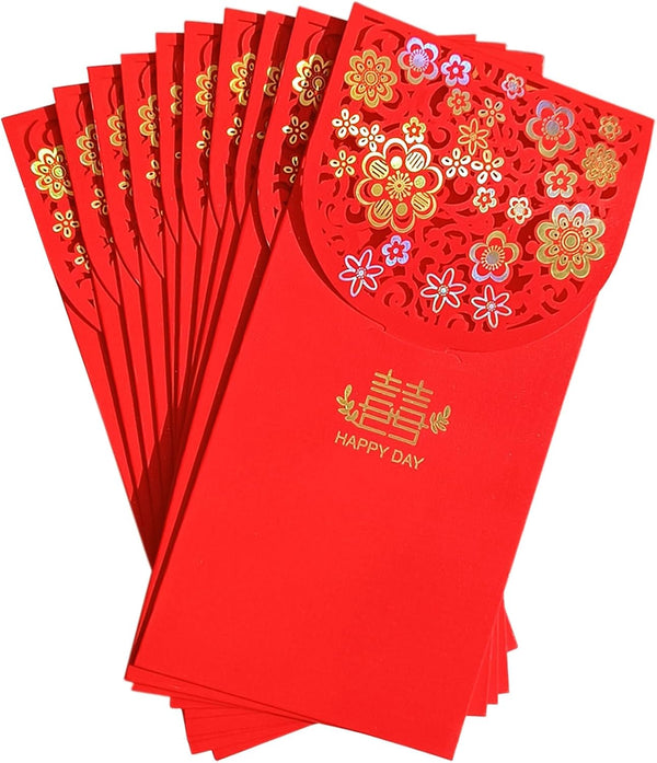 CiviLight 10 Pcs Wedding Hong Bao Chinese Red Pockets Money Envelopes Hong Bao