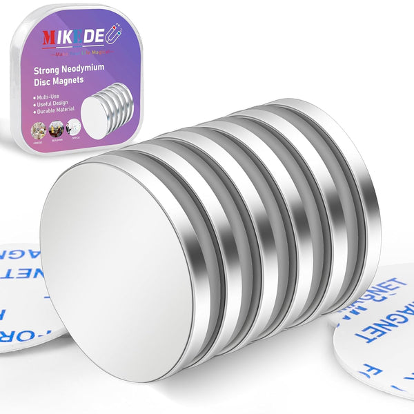 MIKEDE 6 Pack Super Strong Adhesive Backing Magnets, Heavy Duty Neodymium Disc Magnets for Craft, Office, DIY, 1.26