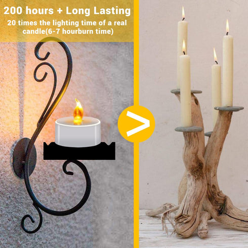 Tea Lights Battery Operated Candles, LED Tea Lights Flameless Candles, 200+ Hours Flickering Fake Tealights for Wedding