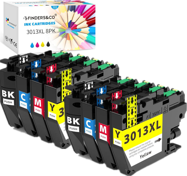 F FINDERS&CO Compatible Ink Cartridge Replacement for Brother LC3013 LC3011 XL for MFC-J491DW MFC-J497DW (8 Pack)