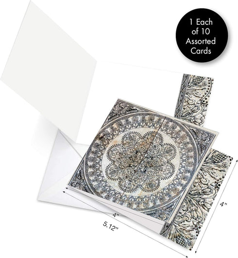 The Best Card Company - 10 Colorful Blank Note Cards with Envelopes (4 x 5.12 Inch) - Assorted Boxed Set