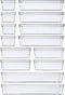 DCA 14 PCS Clear Plastic Drawer Organizer Tray, 4 Sizes for Makeup, Kitchen Utensils, Jewelry Storage