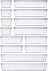 DCA 14 PCS Clear Plastic Drawer Organizer Tray, 4 Sizes for Makeup, Kitchen Utensils, Jewelry Storage