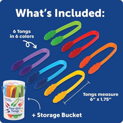 Learning Resources Flex-Grip Tongs - Kids Tweezers, Montessori Grabber Tool, Fine Motor Skills, Sensory Bin Tools