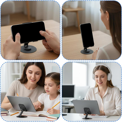 MBAIYO 2 Pack 360 Universal Metal Cell Phone Stand, Rotation Cellphone Holder Multi Angle Adjustable Smartphone Stands