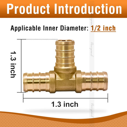 30 Pcs 1/2 Inch PEX Fitting, Straight/90 Degree Elbow/Tee Brass Coupling for PVC Tubing Connection