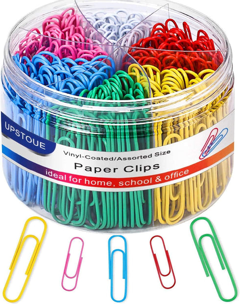 Vinaco Colorful Paper Clips, 400PCS Medium and Jumbo (1.3 inch & 2 inch), Durable Rustproof Large Paperclips