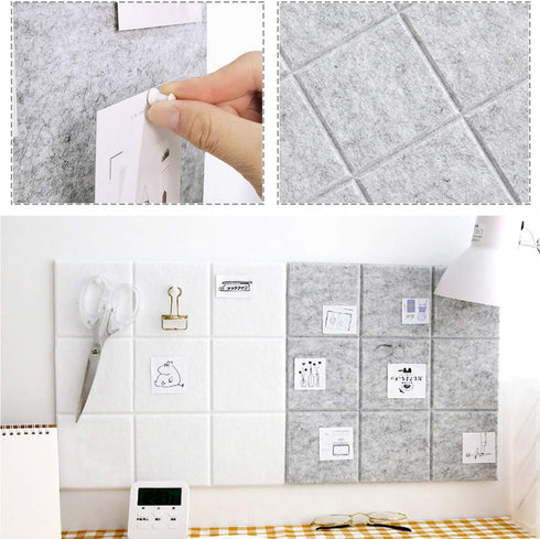 Large Cork Board Felt Board Tiles for Walls with 30 Push Pins, 11.8"x11.8" Pack of 6 Notice Boards