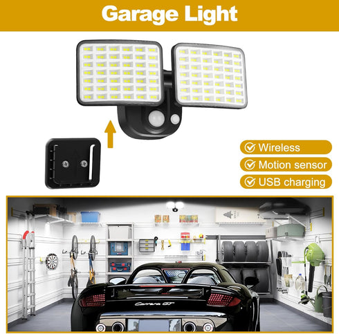 YTKIH 2500LM 4000LM(High 1-3 Rechargeable Battery Operated Motion Sensor Outdoor Lights with & Brightness), Battery