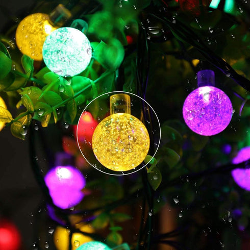 100 40 8 Solar String Lights Outdoor Led Feet Crystal Globe Lights with Lighting Modes, Waterproof Solar Powered Patio