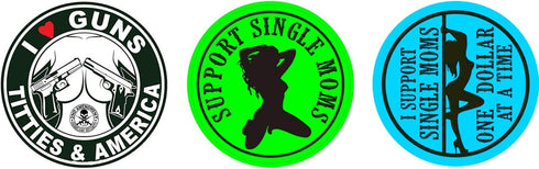 3 pcs Set I Support Single Moms - Funny Hard Hat Stickers