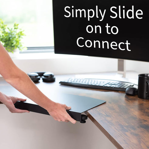 VIVO Clamp-on 17 inch Corner Desk Connector Platform for L-Shaped Workstations, Black