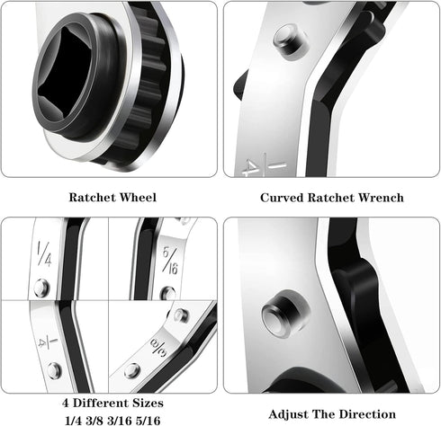 Hvac Service Wrench Set, Hand Refrigeration Tools, 3/8 To 1/4, 5/16 X 1/4 Inch with Hexagon Bit Adapter Kit