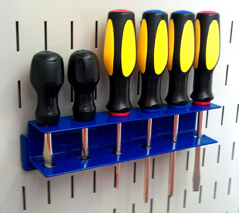 Wall Control Pegboard Screwdriver Holder Bracket, Slotted Metal Pegboard Accessory, Blue