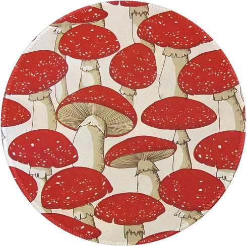 JaoXer Red White Mushroom 8-Inch Round Mouse Pad - Your Desk Companion for