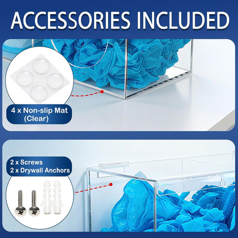 2 SEANADO Clear Acrylic Glove Holder Dispenser with Lid, Compartments Hygiene Station Storage Box for Beard Nets