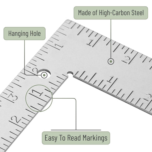 Mr. Pen Framing Square - 8 inch x 12 inch Silver Carpenter Square, Right Angle Ruler, Framing Tools