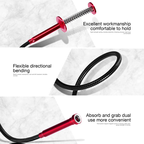 24'' Bendable Flexible Magnetic Pickup Tool, Four Claw Grabber Tool, Accurate Pick Up In Narrow Space for Engine