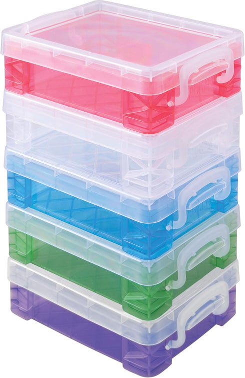 Super Stacker Plastic Crayon Box - Stackable Crayon Organizer, Small Storage Containers with Lids, Color May Vary