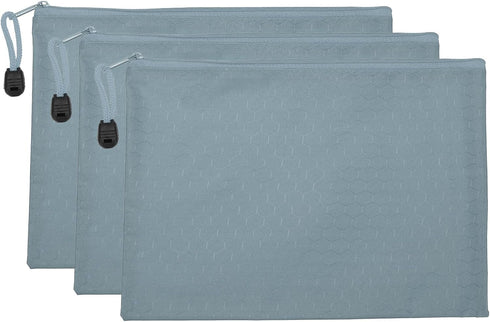 PATIKIL Waterproof Zipper File Bags, 3 Pack A5 Document Holders Pencil Pouch for Office, Gray