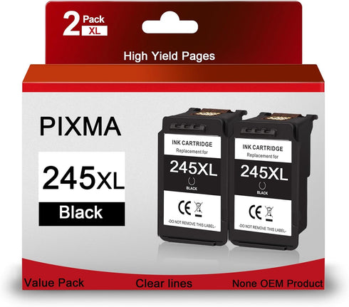 H&BO TOPMAE Remanufactured Ink Cartridge Replacement for Canon PG-245 PG-243 243XL 245XL Black (2 Pack)