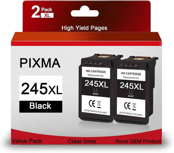 H&BO TOPMAE Remanufactured Ink Cartridge Replacement for Canon PG-245 PG-243 243XL 245XL Black (2 Pack)