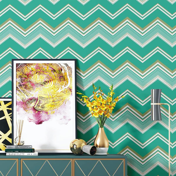Y1332 Peel and Stick Chevron Stripe Wallpaper 17.7in x 9.8ft Vinyl Geometric Herringbone Self-Adhesive for Kids Room