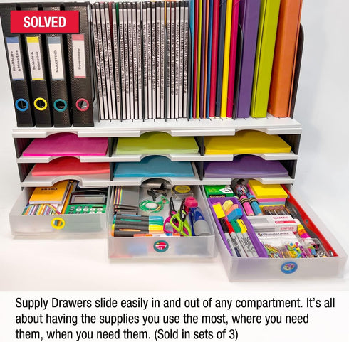 Ultimate Office TierDrop Supply Drawers, Set of 3, Measure 9w x 12d x 2 1/4 Inches High for Desk Accessories