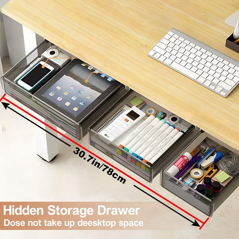 Under Desk Table Drawer Storage Organizer, 3 Pack Slide Out Drawers for Hidden Desktop Storage