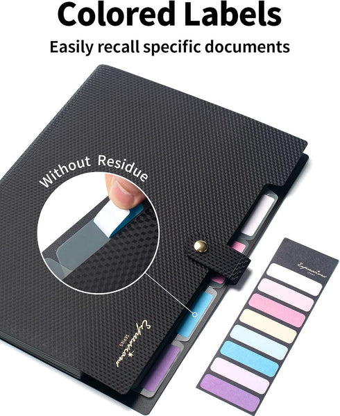 Sooez Expanding File Folder, 5 Pocket Accordion Organizer for Documents - Cute Folder with Labels, Portable A4 Size,