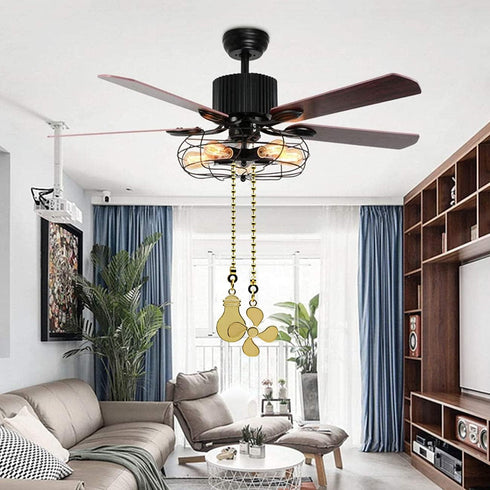 Ceiling Fan Pull Chain Set, 4 Pieces Bulb and Fan Pattern Pull Chain Extension Fan Pull Chain Pendant 12 Inch Ceiling Fan Chain Extender with Ball Fan Chains Connector (Brass) by ZE-268S6-