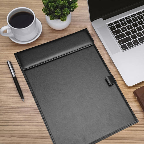 KINGFOM PU Leather Hardboard Clipboard, Magnetic Clip A4 Letter Size with Pen Holder for Nurses, Students, Teacher