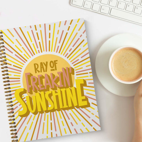 Ray Of Freakin Sunshine Spiral Notebook, 8.5" x 11" Journal, 120 College Ruled Pages, Made in the USA