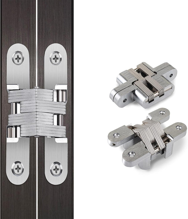 Zinc Alloy Hidden Door Hinge (0-180 Opening Angle) Hardware Accessories (Silver - Small)
