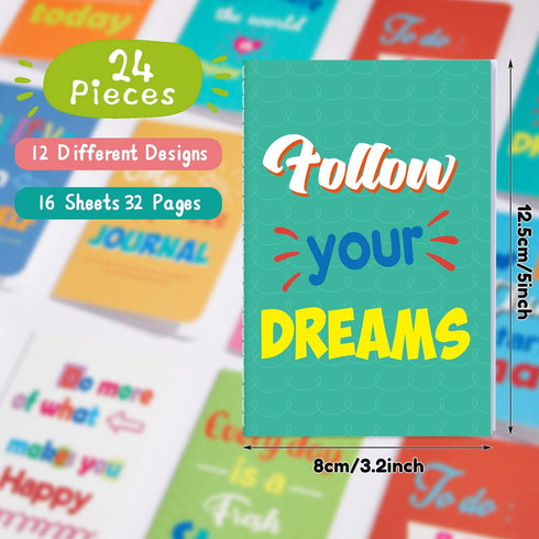 Zonon 24 Pcs Mini Colorful Notebooks Bulk Gifts, Funny Motivational Journals Notepads Inspirational Notepads Kids Small Pocket Notebook Teacher School Office Prizes Travel(Colorful Style) by Zonon