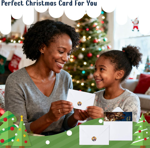 50 Set TICIAGA African American Religious Christmas Greeting Card - Black Nativity Christmas Greeting Card