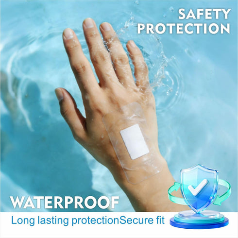 50-Pack (2.7x4) Waterproof Transparent Film Dressing with Absorbent Pad Sterile Adhesive Bandages Post-Surgical Wound