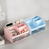 Desk Organizer with 6 Compartments and 2 Drawers, Plastic Makeup Organizer for School Home Office Supplies