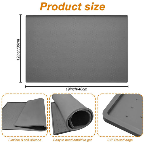 Silicone Ice Makers Countertop Mat Waterproof with Raised Edge Prevents Liquid Spillage, Nugget Ice Machine Countertop Mat with Non-Slip Raised Dots, Portable Mini Counter Top Ice Maker Mat,19“x12”