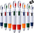 Retractable Shuttle Pens with Carabiner Clip, Pack of 12 Mini 4-in-1 Multi-Colored Ink Ballpoint Pens