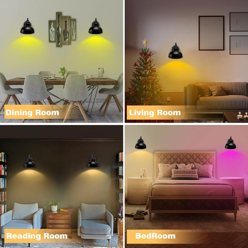Merlight Dimmable Timer13 Wall Sconces Battery Operated Rechargeable Wall Lights with Remote Control Auto Colorfuls